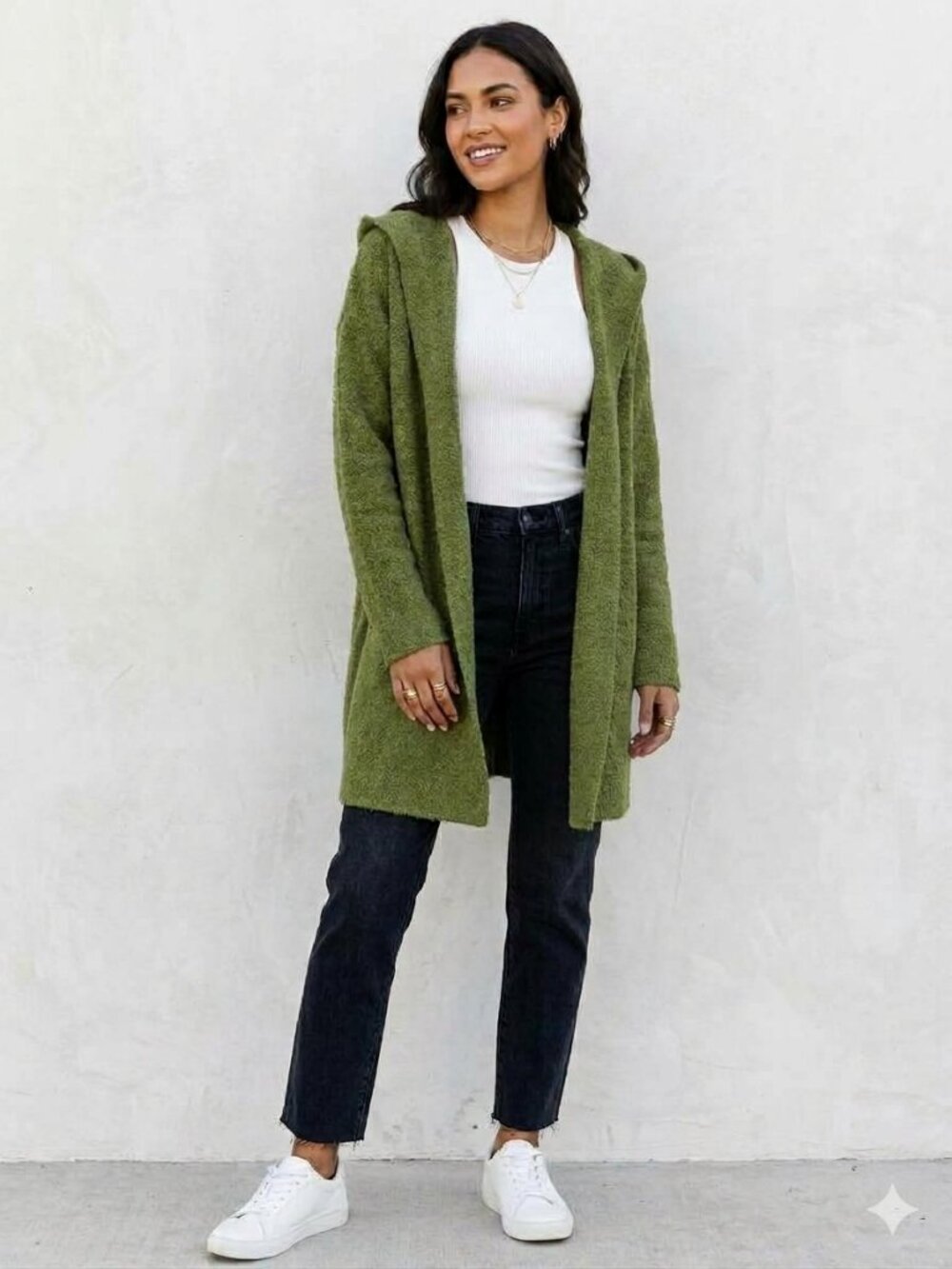 Sundance Green Alpaca Wool Hooded Cardigan Sweater Heavy Knit Long XL